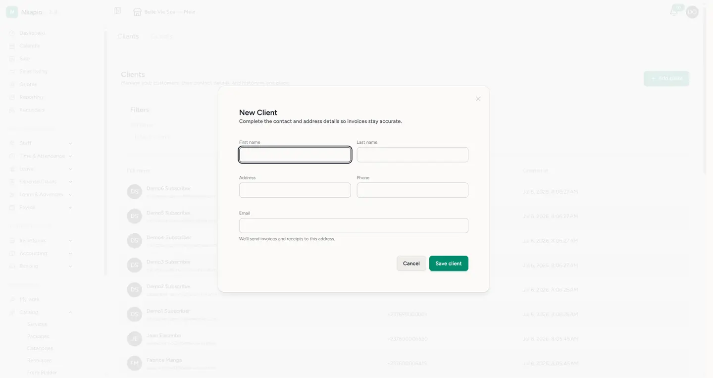 The new client form