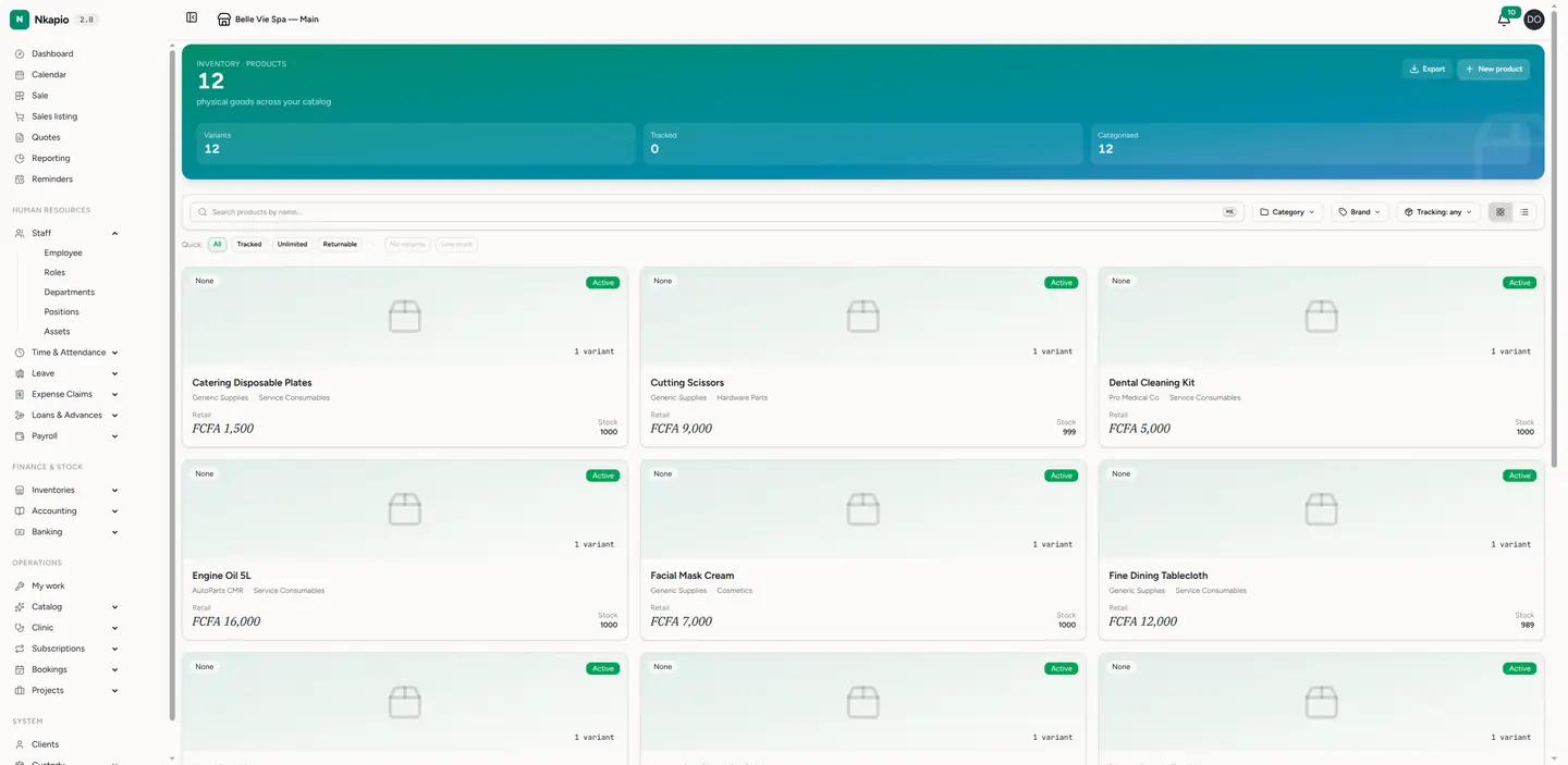 The products list