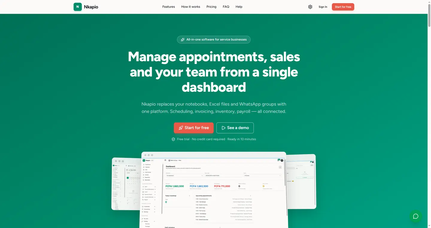 The Nkapio landing page