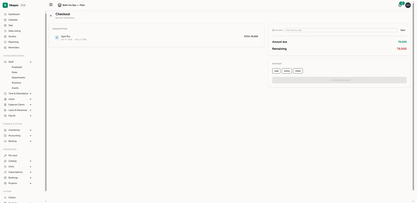 The payment checkout