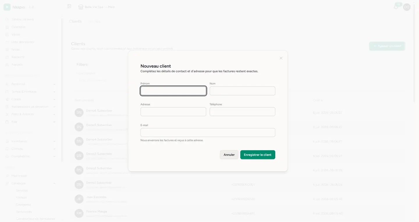 Le formulaire nouveau client