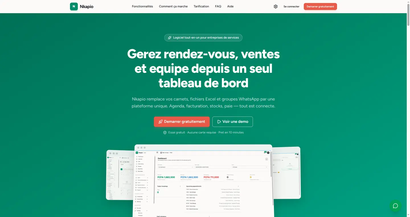 La page d'accueil Nkapio